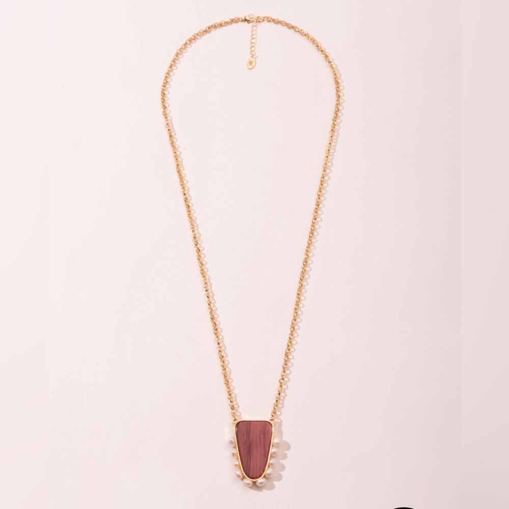 Parfois gold tone necklace with pearl accents. NWT